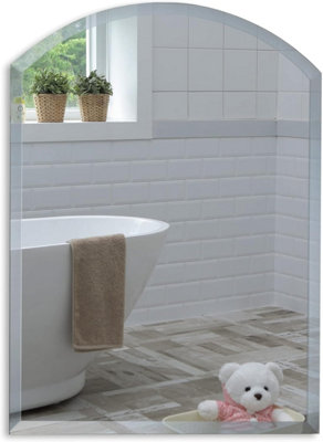 Mood Premium Arch Bathroom Mirror Wall Mounted, Frameless, Bevelled Edges (60cm X 45cm)