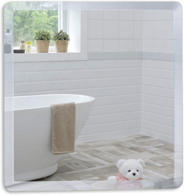 Mood Premium Rectangular Bathroom Mirror Wall Mounted, Frameless, Bevelled Edges (60cm X 45cm)