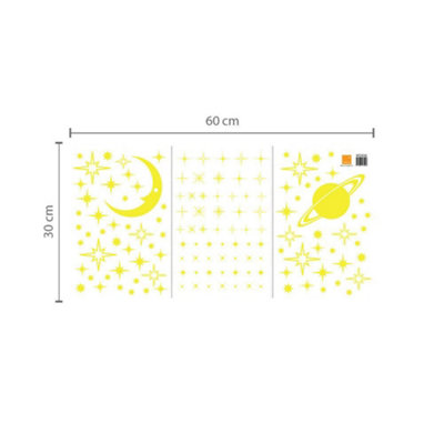 Moon and Glow-in-the-Dark Stars Owl Flower Tree Wall Stickers - Glow ...