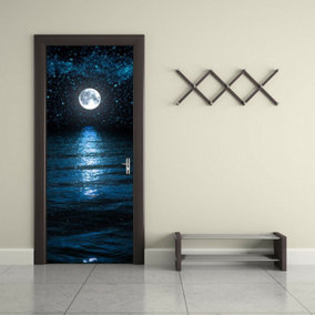 Moon And Stars Door Mural Self-Adhesive Stickers With European Standard Size