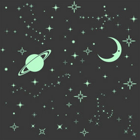 Moon And Stars Glow Glow in Dark Stickers Stock Clearance