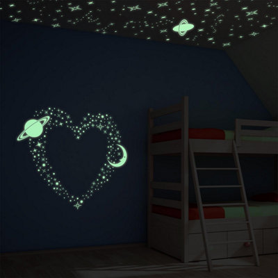 Moon And Stars Glow Glow in Dark Stickers Stock Clearance