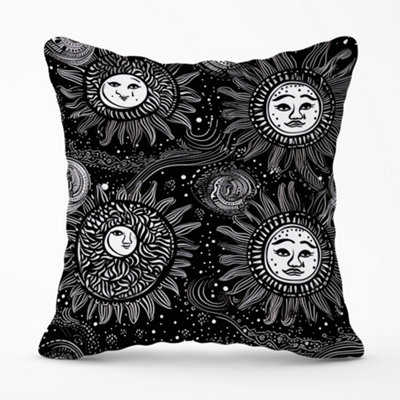 Moon and Sun White Black Cushions 60cm x 60cm