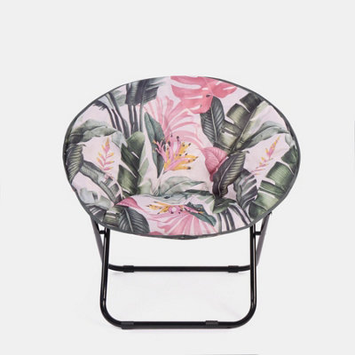 Moon Camping Chair Round Folding Outdoor Garden Portable Seat, Tropical