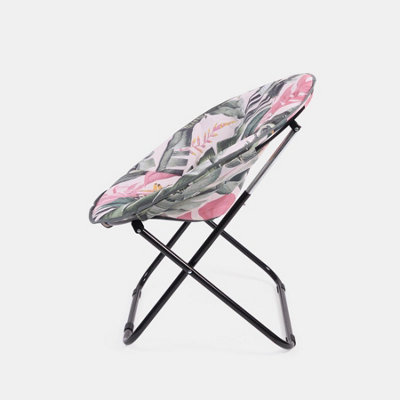 Moon Camping Chair Round Folding Outdoor Garden Portable Seat, Tropical