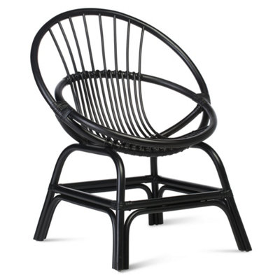 Moon Chair Indoor Rattan in Black (H)84cm x (W)75cm x (D)63cm