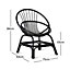 Moon Chair Indoor Rattan in Black (H)84cm x (W)75cm x (D)63cm