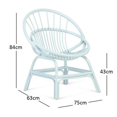 Moon Chair Indoor Rattan in Blue (H)84cm x (W)75cm x (D)63cm