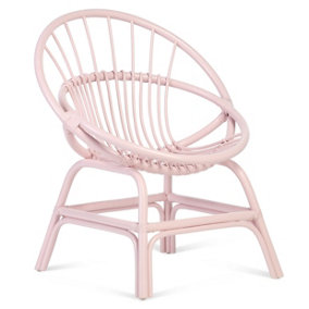 Moon Chair Indoor Rattan in Pink (H)84cm x (W)75cm x (D)63cm
