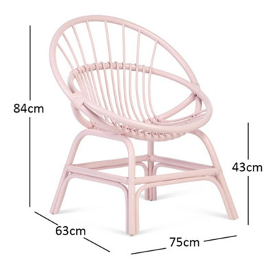 Moon Chair Indoor Rattan in Pink (H)84cm x (W)75cm x (D)63cm