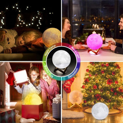 Moon Lamp 18cm, 16 Colour RGB Rechargeable Night Light with Remote