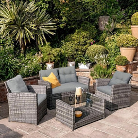 Mora 4 Piece Rattan Outdoor Furniture Set For Gardens, Terraces & Patios