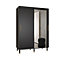 Mora II Modern Mirrored 2 Sliding Door Wardrobe Gold Handles 5 Shelves 2 Rails Wooden Legs Black (H)2080mm (W)1500mm (D)620mm