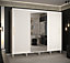 Mora II Modern Mirrored 2 Sliding Door Wardrobe Gold Handles 9 Shelves 2 Rails Wooden Legs White(H)2080mm (W)2500mm (D)620mm
