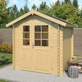 Morava B-Log Cabin, Wooden Garden Room, Timber Summerhouse, Home Office - L220.8 x W214 x H222.3 cm