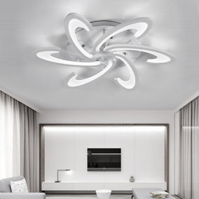 Morden Curve Windmill Shape Metal and Acrylic Energy Efficient Flush LED Ceiling Light Fixture, Cool White