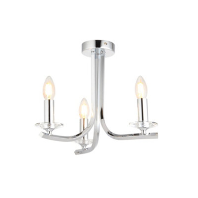 Morden Polished Chrome Semi-Flush Ceiling Light