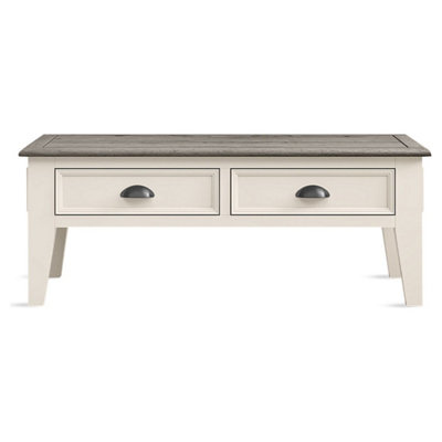 Morecambe Oak and Soft White Painted 4 Drawer Coffee Table