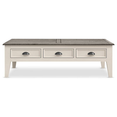 Morecambe Oak and Soft White Painted Extra Large 6 Drawer Coffee Table