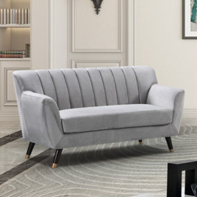 Morgan 2 Seat Velvet Sofa - Grey