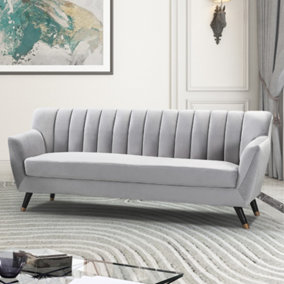 Morgan 3 Seat Velvet Sofa - Grey