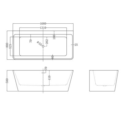 Morgan Black Freestanding Acrylic Bath (L)1680mm (W)800mm