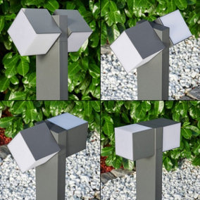 MORGAN - CGC Dark Grey Double Cube LED Outdoor Post Light