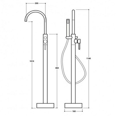 Morgan Freestanding Bath Mixer Tap & Shower Handset Chrome - 3