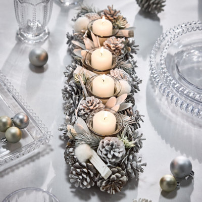 Morning Frost Four Table Centrepiece Christmas Decoration Candle Holder ...