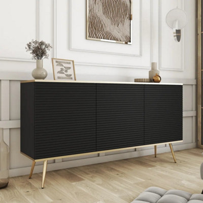 Moro Sideboard Cabinet 160cm in Black - Dramatic Statement Storage with ...