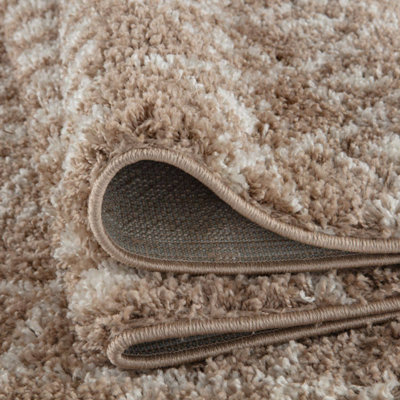 Moroccan Beige Shaggy Living Room Rug 1020
