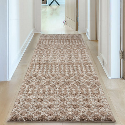 Moroccan Beige Shaggy  Living Room Rug 1020