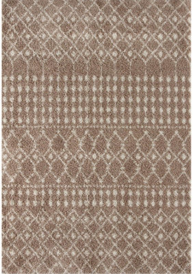 Moroccan Beige Shaggy  Living Room Rug 1020