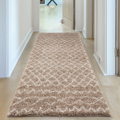 Moroccan Beige Shaggy Living Room Rug 920