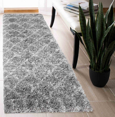 Moroccan Berber Shaggy Rugs Living Room Diamond Design Grey 60x220 cm