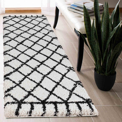 Moroccan Berber Shaggy Rugs Living Room Diamond Design Stone 60x220 cm