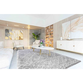 Moroccan Berber Shaggy Rugs Living Room Mixed Diamond Grey 80x150 cm