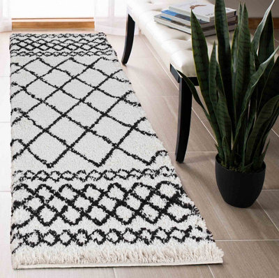 Moroccan Berber Shaggy Rugs Living Room Mixed Diamond Stone 60x220 cm