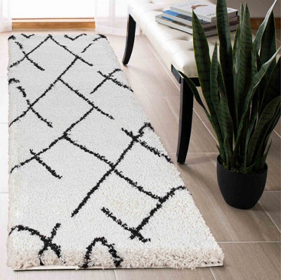 Moroccan Berber Shaggy Rugs Living Room Scandi Stone 60x220 cm