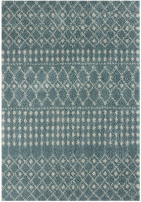 Moroccan Duck Egg Blue Shaggy Living Room Rug 1050