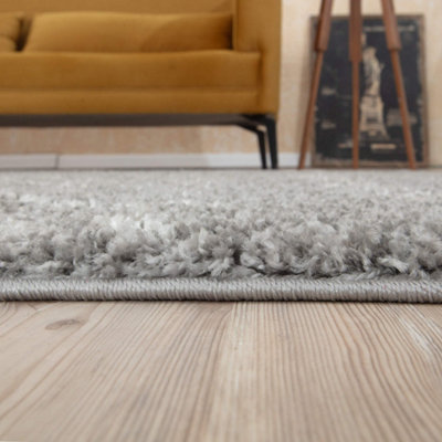 Moroccan Grey Shaggy Living Room Rug 1010