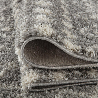 Moroccan Grey Shaggy Living Room Rug 1010