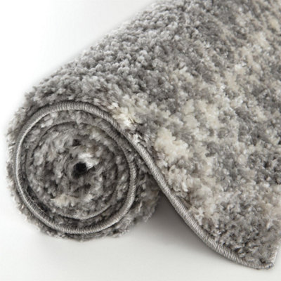 Moroccan Grey Shaggy Living Room Rug 1010