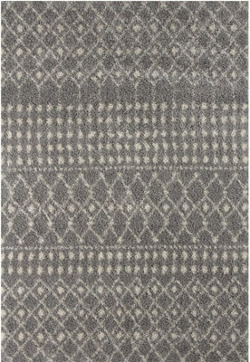 Moroccan Grey Shaggy Living Room Rug 1010