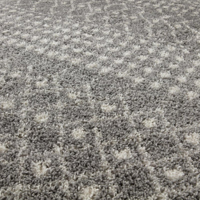 Moroccan Grey Shaggy Living Room Rug 1010