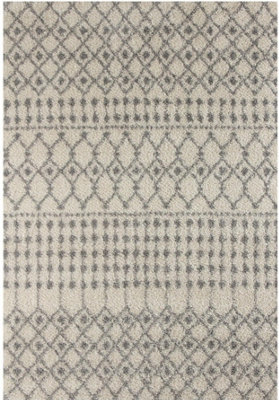 Moroccan Ivory Shaggy Living Room Rug 1000