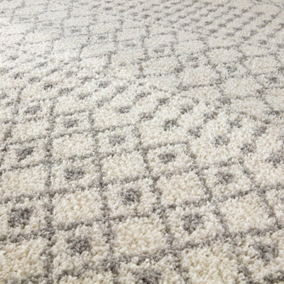 Moroccan Ivory Shaggy Living Room Rug 1000
