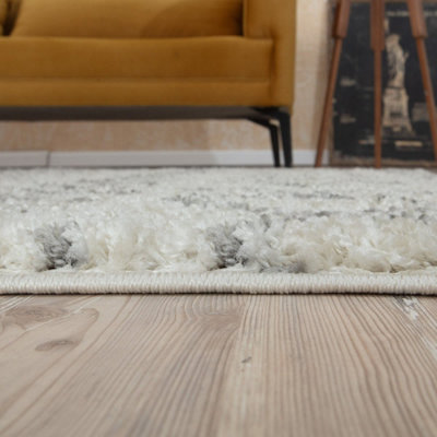 Moroccan Ivory Shaggy Living Room Rug 1000