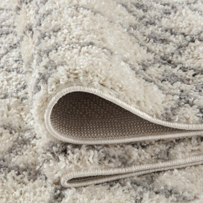 Moroccan Ivory Shaggy Living Room Rug 1000