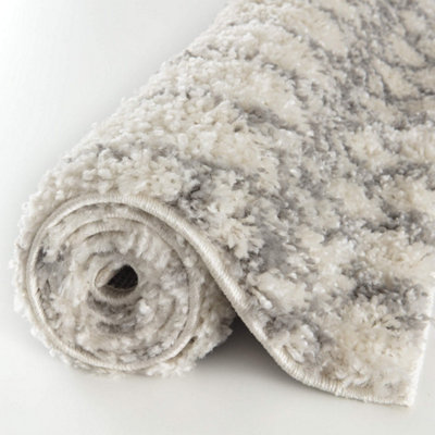 Moroccan Ivory Shaggy Living Room Rug 1000
